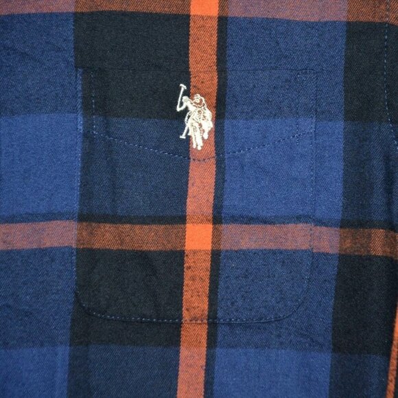 U.S. Polo Assn. Boys Blue Plaid Button Front Long Sleeve Shirt Size XXL (18) - Picture 3 of 8